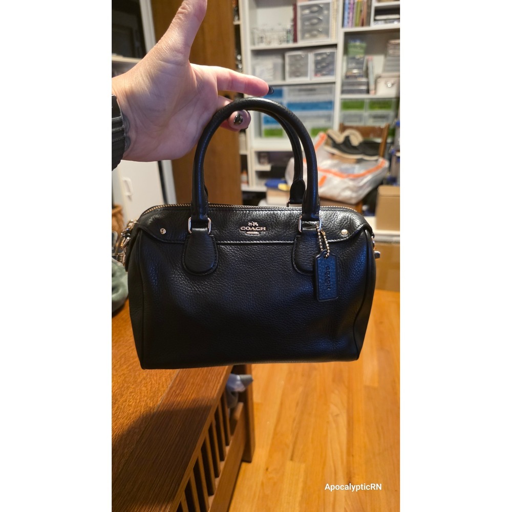 Coach Bennett Mini Satchel Black Pebbled Leather Silver Hardware Handbag F36677